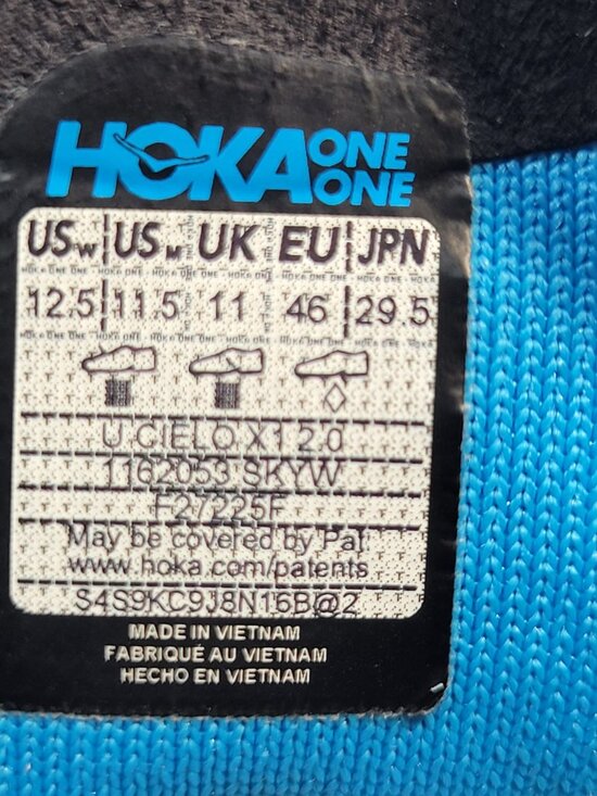 Hoka One One Cielo X1 2.0 Unisex Size W12.5 M11.5 Blue Running Shoes 1162053